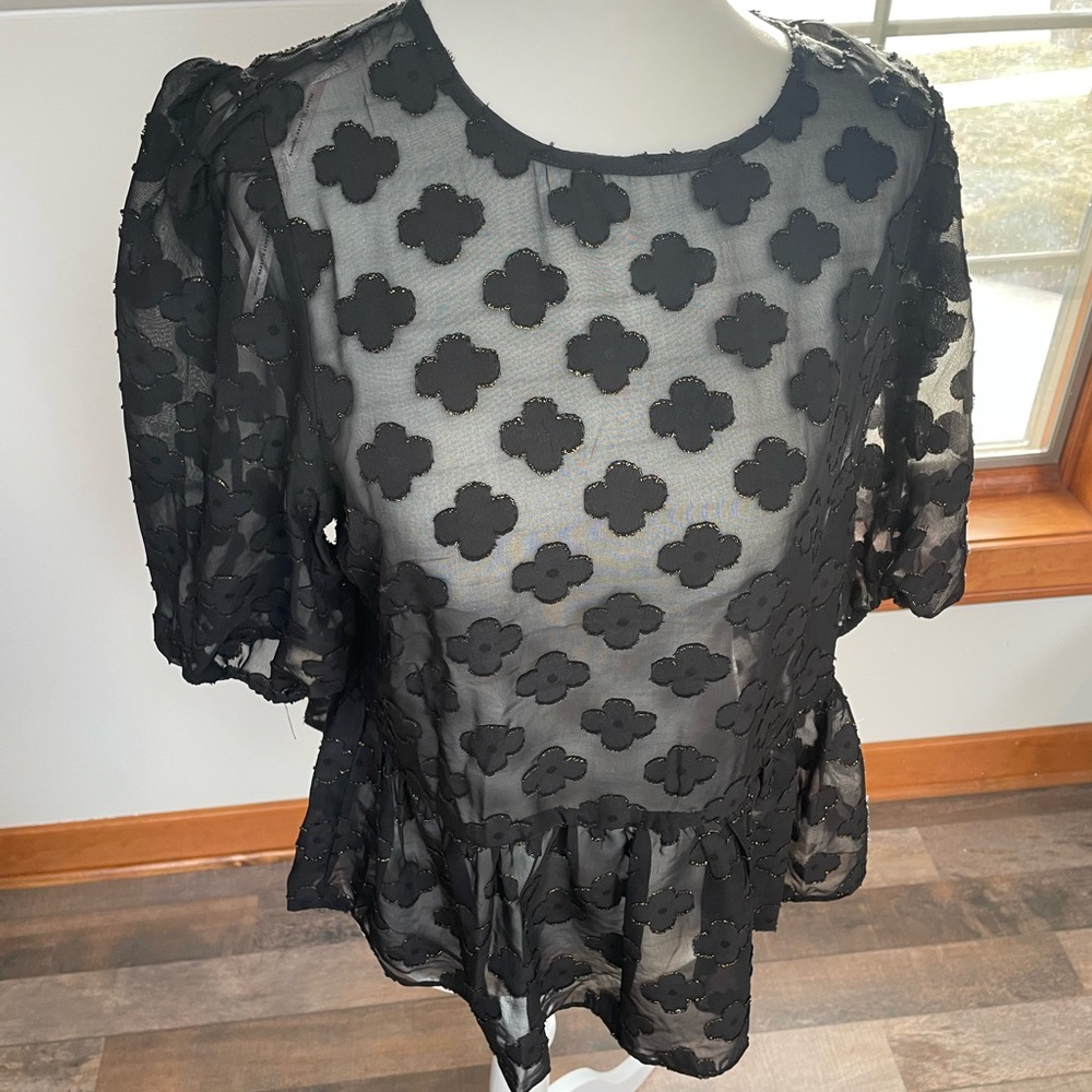 Nanette Lepore sheer peplum blouse